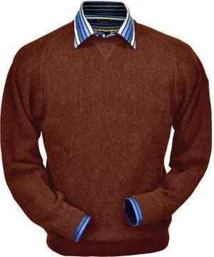 Peru Unlimited - Baby Alpaca Sweatshirt in Rust Heather Polished Men's Silk