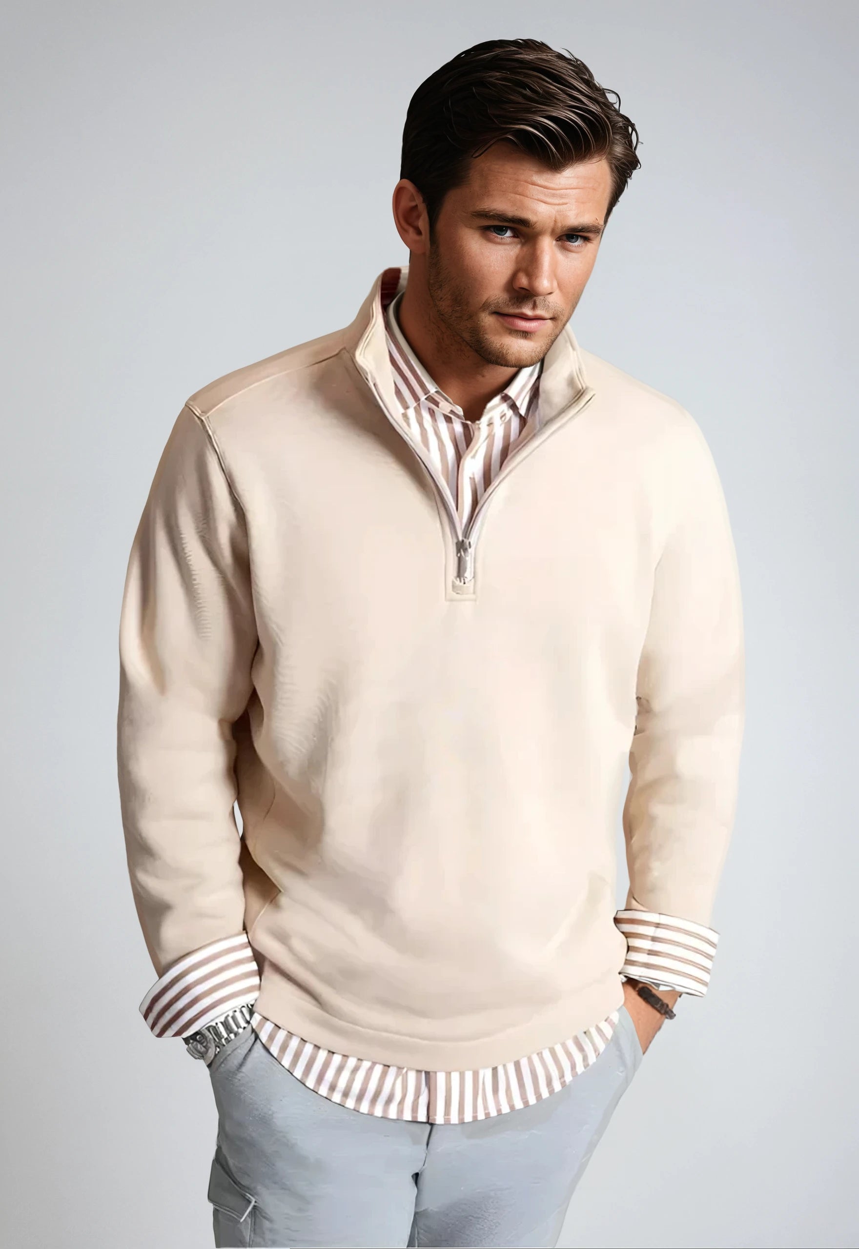 Voey Quarter Zip Sweatshirt - Camel Bohemian Men's Free