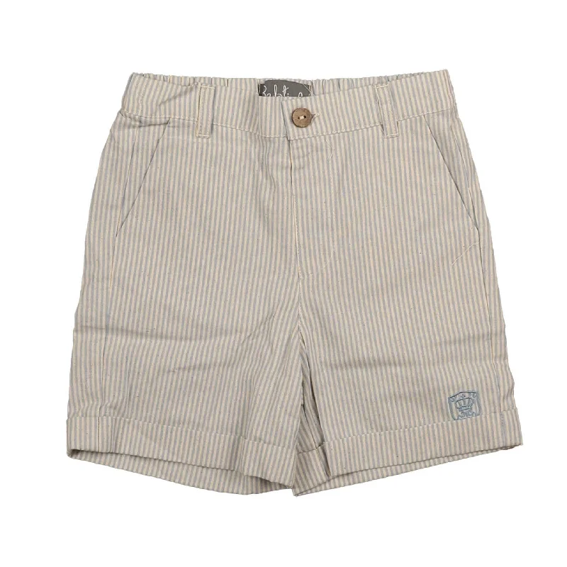 Belati Powder Blue Striped Shorts With Emblem (BBM520) Edgy Men's Punk