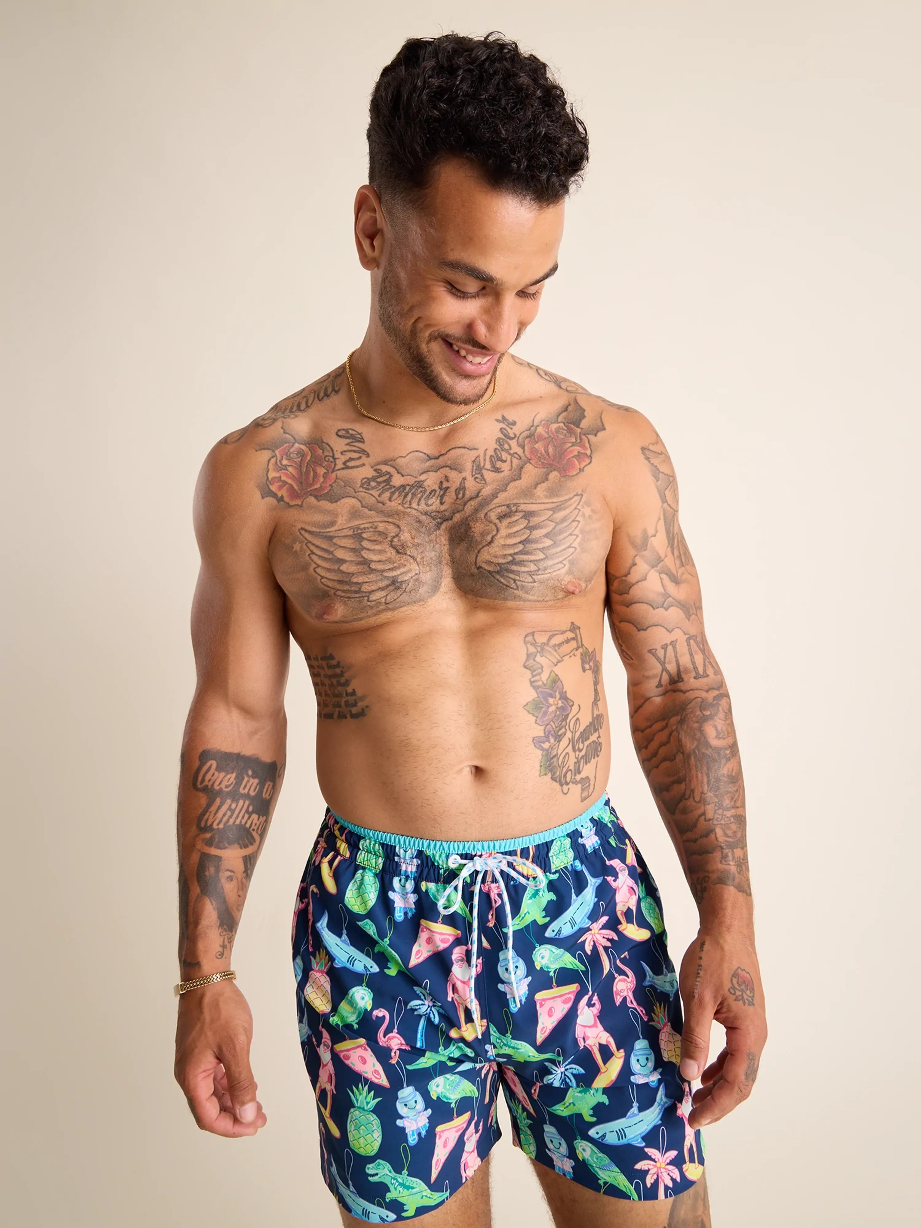 Chubbies 5.5-Inch The Holidoozies Swim Trunks - Navy Trendy Men's Oversized