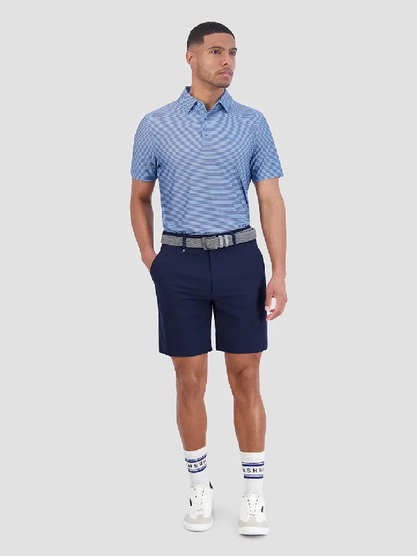 Mini Stripes Tech Jersey Sports Fit Polo - Azure Beach