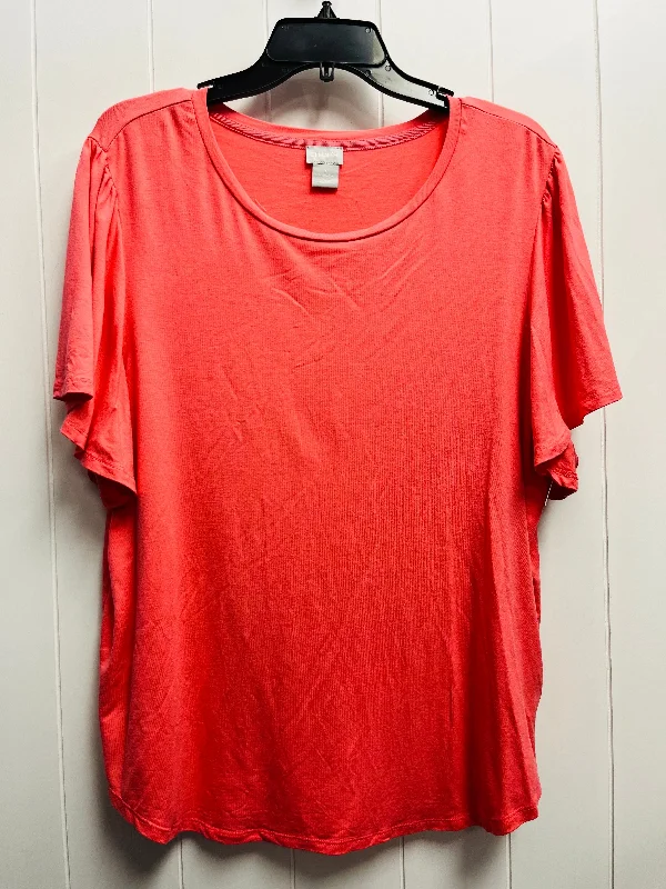 Top Short Sleeve Basic By Chicos In Coral, Size: Xl Earthy Men's Hemp