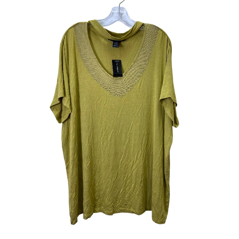 Top Ss Basic By Ashley Stewart In Yellow, Size:3X British Gentleman Style