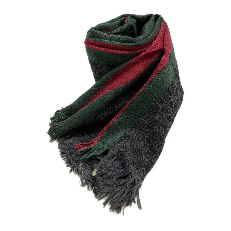 GUCCI/Muffler Scarf/BLK/All Over Print/ Sophisticated Men's French