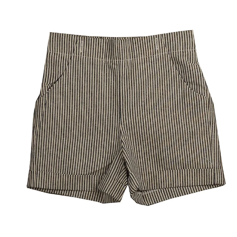 Belati Navy Striped Shorts With Emblem (BBM520) Street