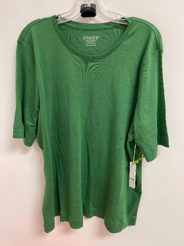 Top Short Sleeve By Chicos In Green, Size: 2x British Gentleman Style