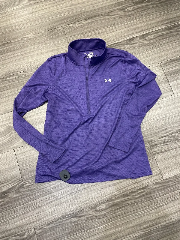 Athletic Top Long Sleeve Collar By Under Armour In Purple, Size: Xl British Gentleman Style