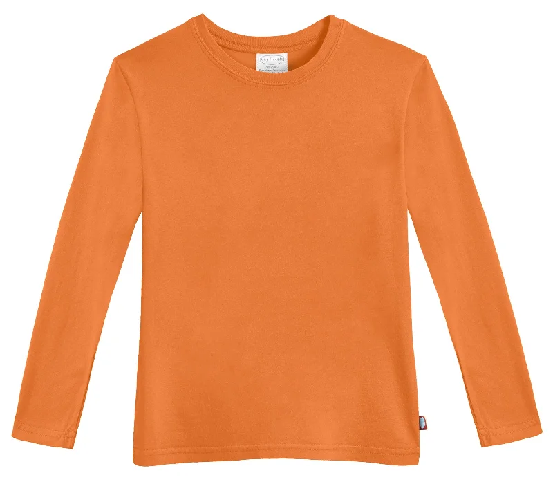 Boys Soft Cotton Jersey Long Sleeve Tee | Orange Polished Men's Satin