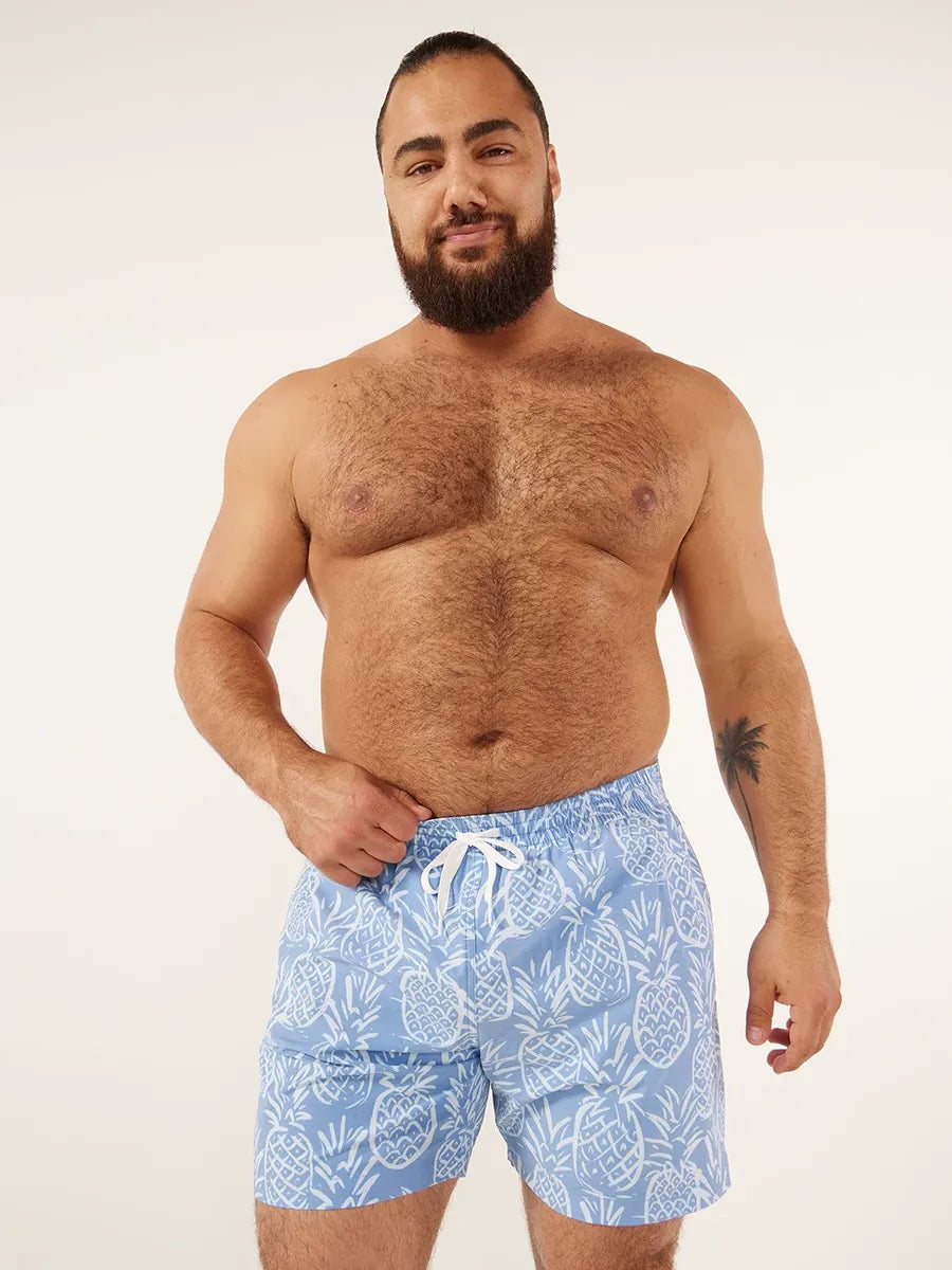 Chubbies 5.5-Inch The Thigh-napples Swim Trunks - Medium Blue Sporty Men's Athleisure 