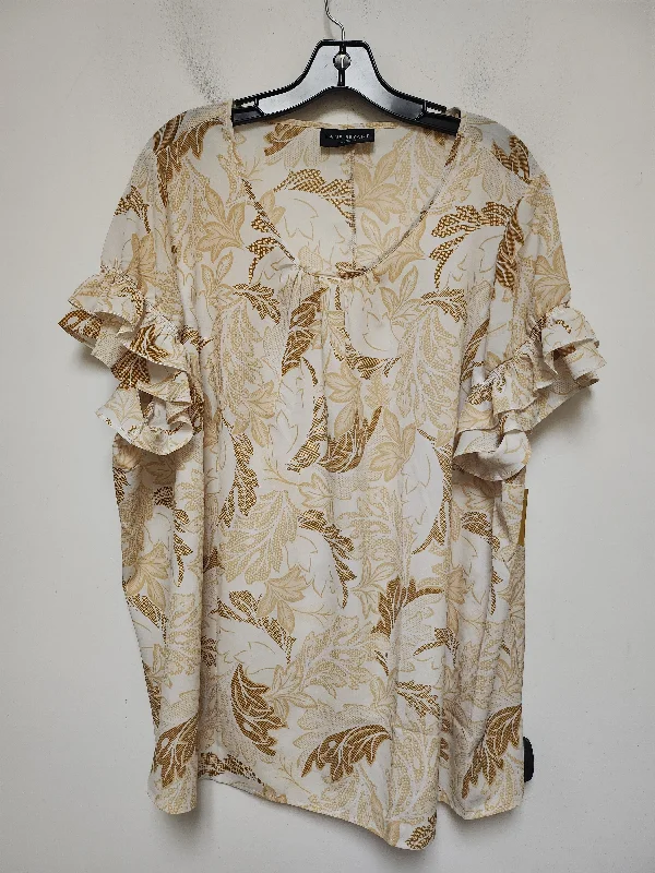 Top Short Sleeve By Lane Bryant In Tan, Size: 2x Masculine Men's Thick