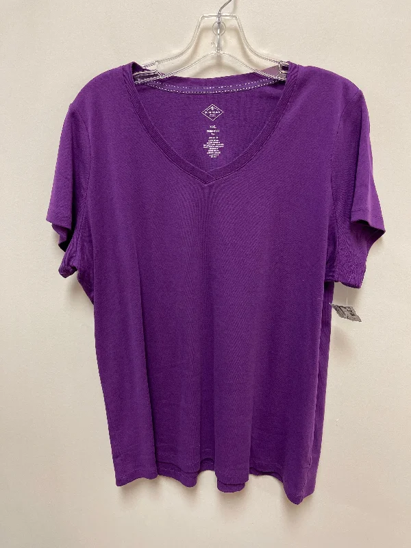 Top Short Sleeve Basic By St Johns Bay In Purple, Size: 2x Laid