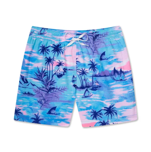 Chubbies 5.5-Inch The She's Got A Ticket To Tides Swim Trunks - Bright Blue Dynamic Men's Moto