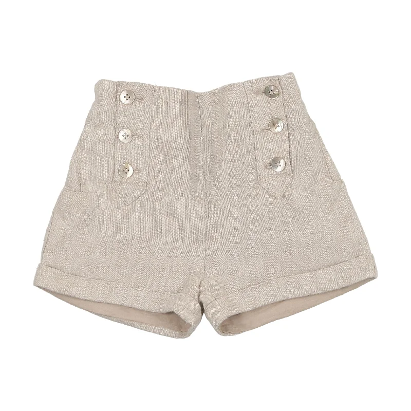 Coco Blanc Sand Linen Button Shorts Business