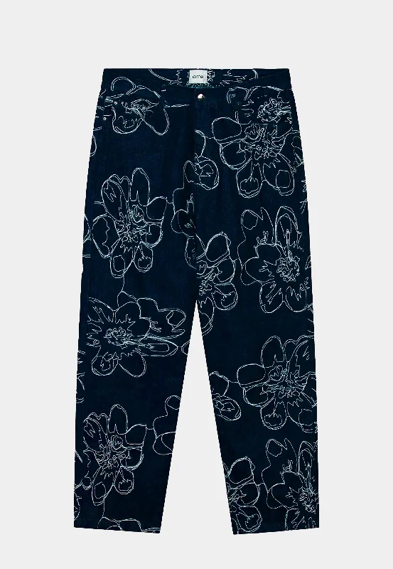 Arte Flower Stitch Pants Navy Casual Men's Japanese 