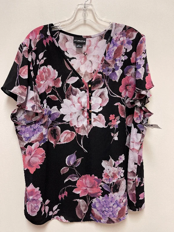 Top Short Sleeve By Liz Claiborne In Floral Print, Size: 2x Elegant Men's Formal 