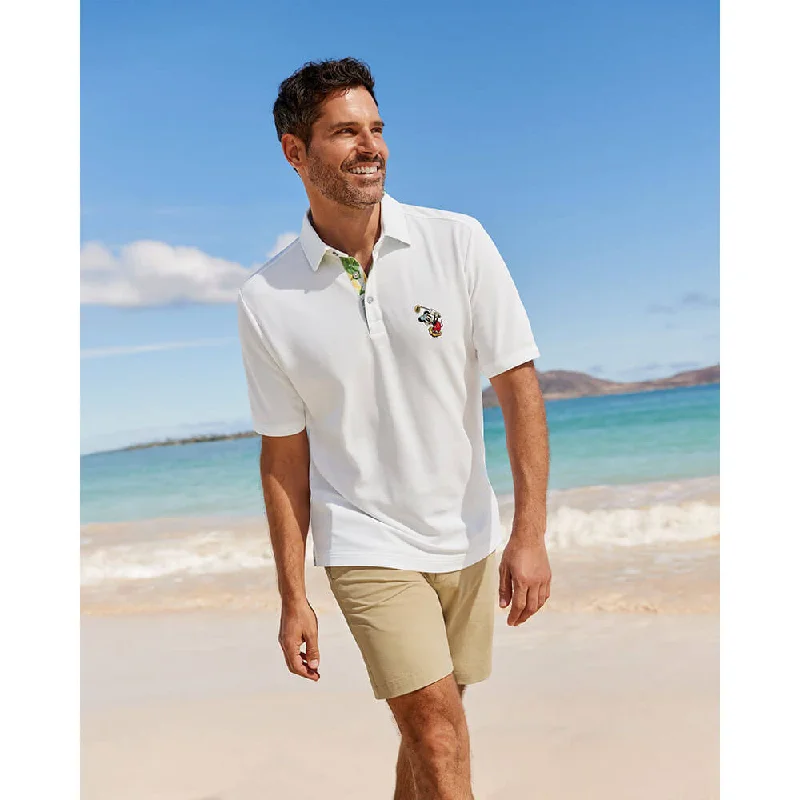 Tommy Bahama Islandzone Disney Postcard To Paradise Polo Shirt - Bright White Dynamic Men's High