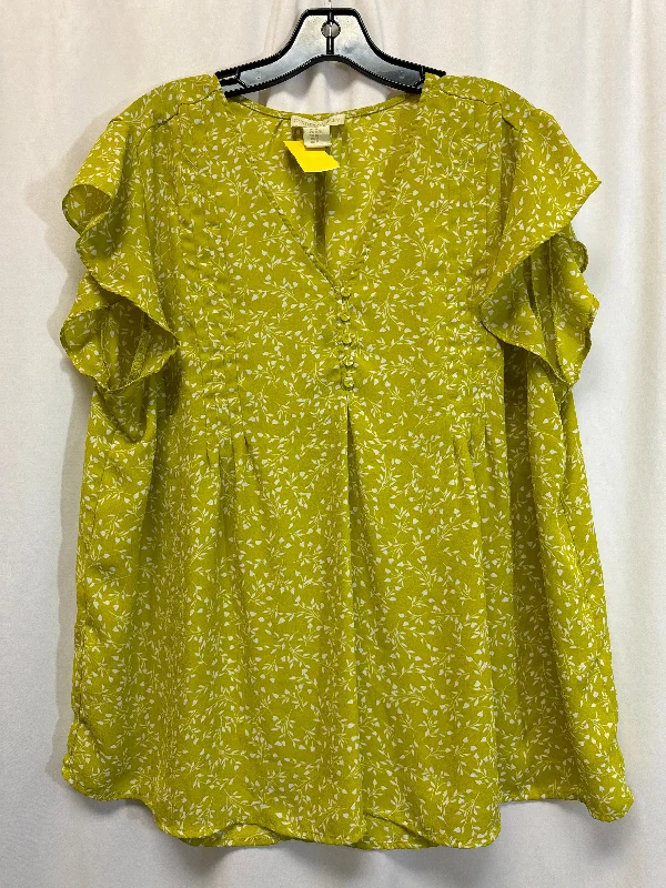 Top Short Sleeve By Cynthia Rowley In Green, Size: 1x Hip Men's Retro