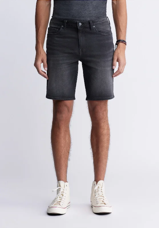 Relaxed Straight Dean Men's Freedom Flex Denim Shorts, Worked and Sanded Black - BM22965 Hip Men's Retro