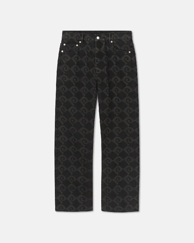 Gannon - Printed Straight-Leg Jeans - Diamond Check Black Sleek Men's Contemporary 