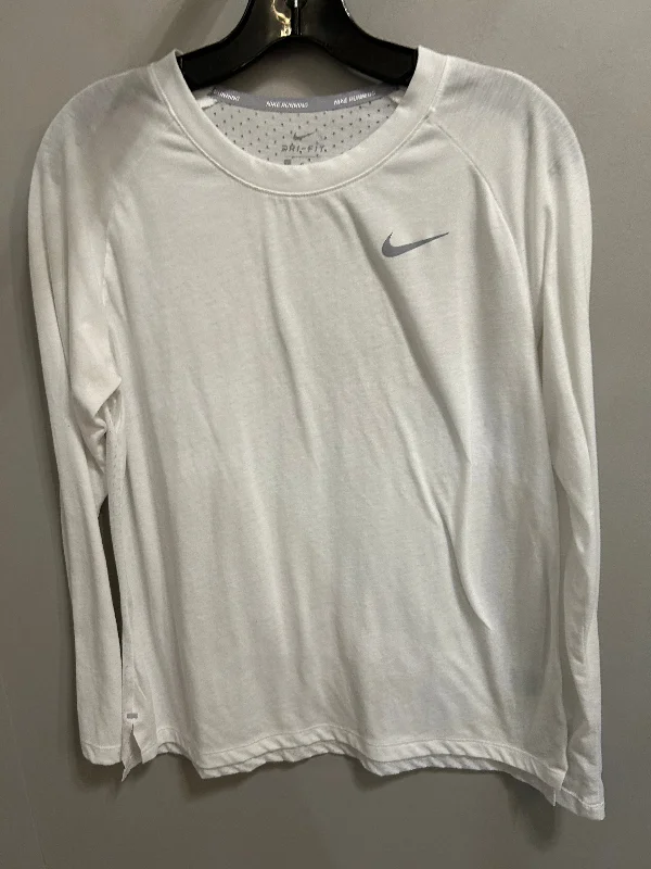 Athletic Top Long Sleeve Crewneck By Nike Apparel In White, Size: L Trendy Men's Scandinavian