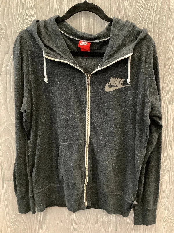 Athletic Top Long Sleeve Hoodie By Nike Apparel In Grey, Size: L Laid