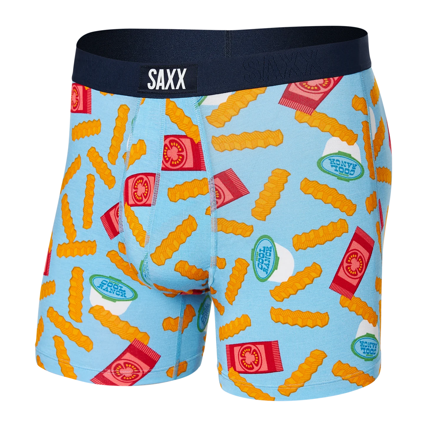 SAXX Vibe Super Soft Cool Ranch Boxer Briefs - Light Blue Sophisticated Men's 