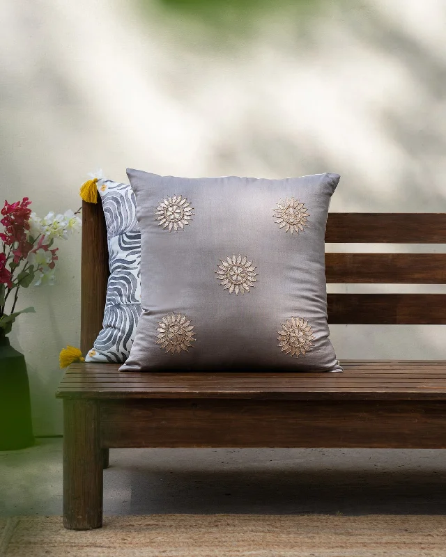 Chakra Cushion Cover - Soft Grey Laid