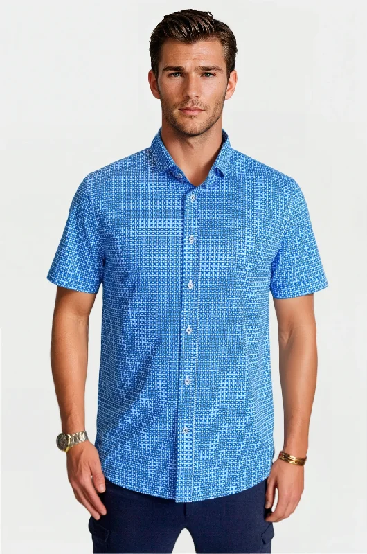 Castille Check Short Sleeve Tech Shirt Unique Men's Patch