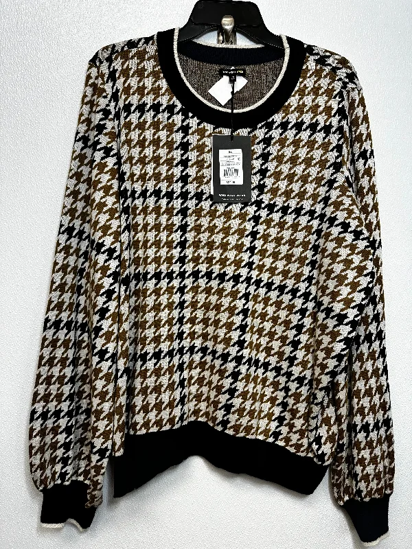 Sweater By Who What Wear In Houndstooth, Size: 2x Monochromatic All