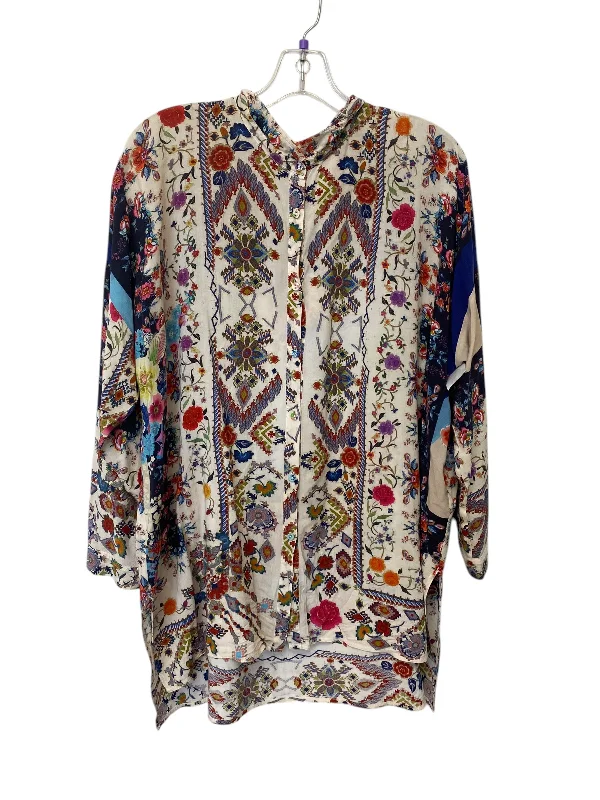 Tunic Long Sleeve By Johnny Was In Floral Print, Size: M Vacation