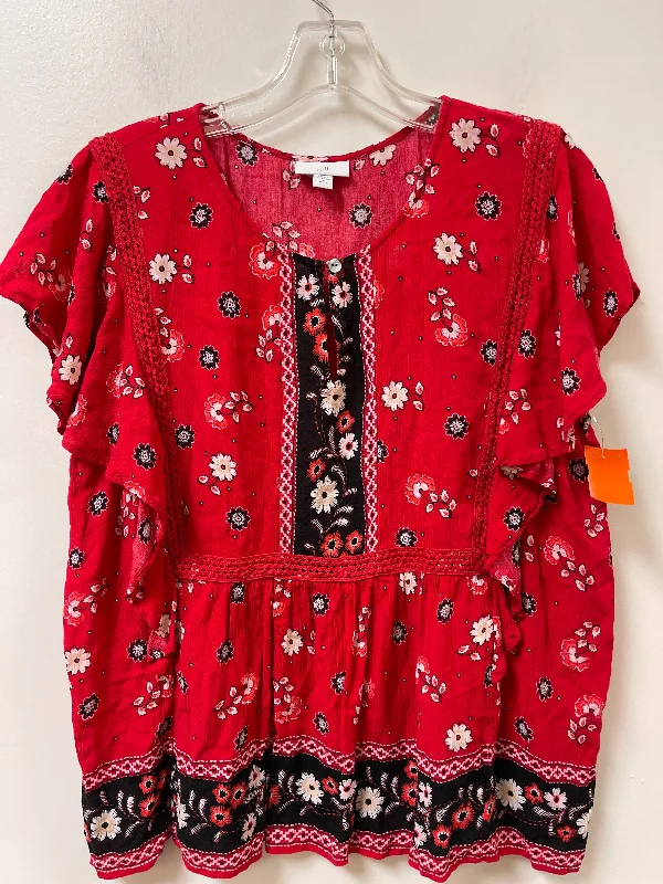 Top Short Sleeve By J. Jill In Red, Size: Mp Classic Men's Pin