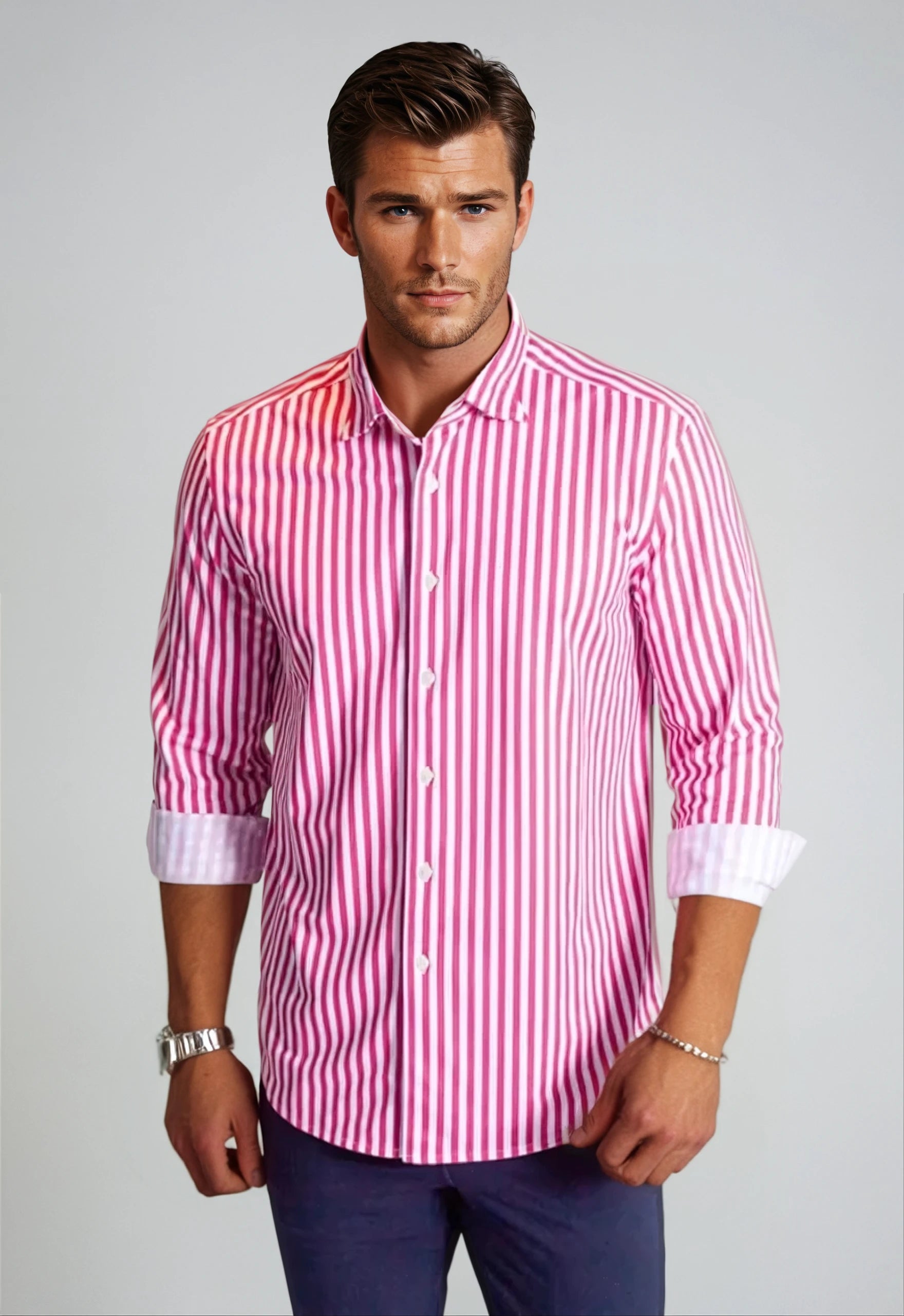 The Go Big Stripe Long Sleeve Tech Shirt - Coral Red Beach