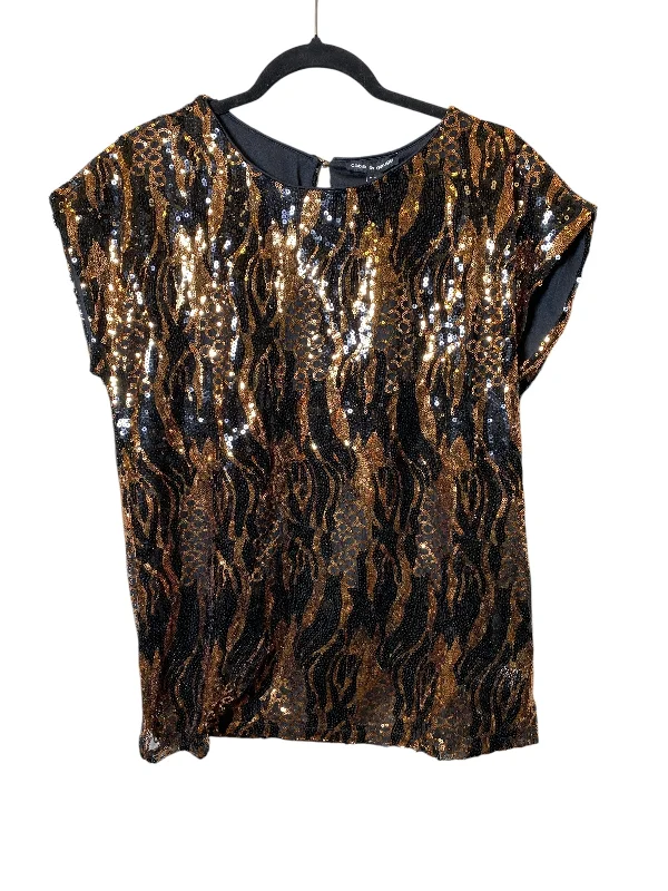 Top Short Sleeve By Cable And Gauge In Black & Gold, Size: M Practical Men's Multi