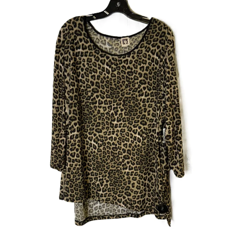 Top Long Sleeve By Anne Klein In Animal Print, Size: 3x Sophisticated Men's French