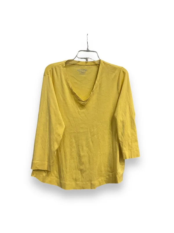 Top 3/4 Sleeve By Chicos In Yellow, Size: Xl Hip Men's Retro