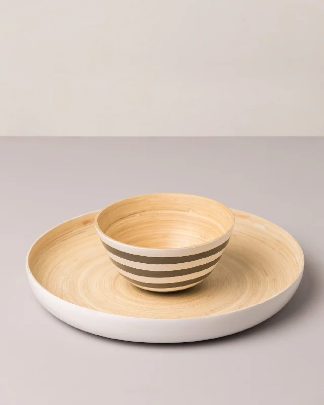 Bamboo Chip & Dip Platter Sleek Men's Contemporary 