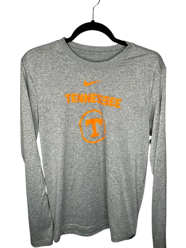 Athletic Top Long Sleeve Crewneck By Nike In Grey, Size: S Cclassic Men's Tweed