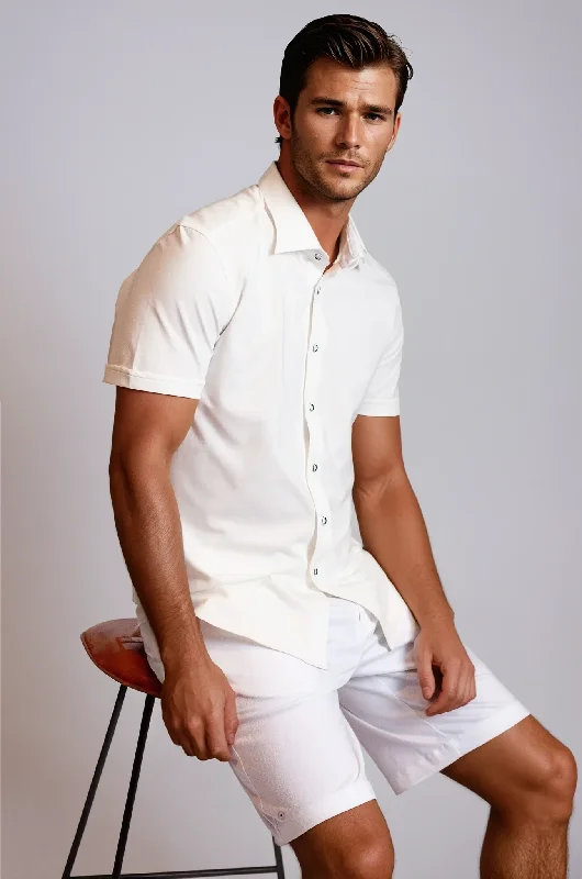 Single Shot Short Sleeve Tech Shirt - White Modern Men's Tech