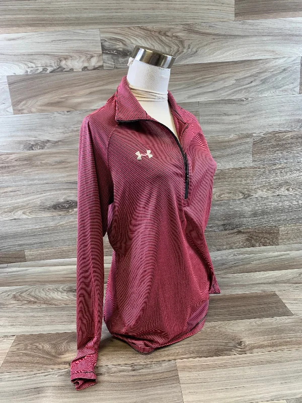 Athletic Top Long Sleeve Collar By Under Armour In Black & Pink, Size: L Laid