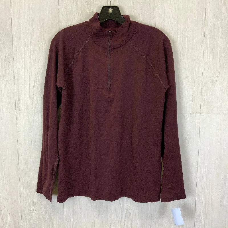 Athletic Top Long Sleeve Collar By Athleta In Maroon, Size: Xl Monochromatic Office Style