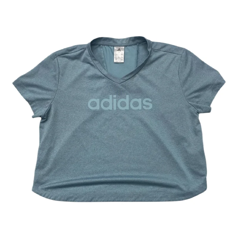 Athletic Top Short Sleeve By Adidas In Blue, Size: L Polished Men's Satin