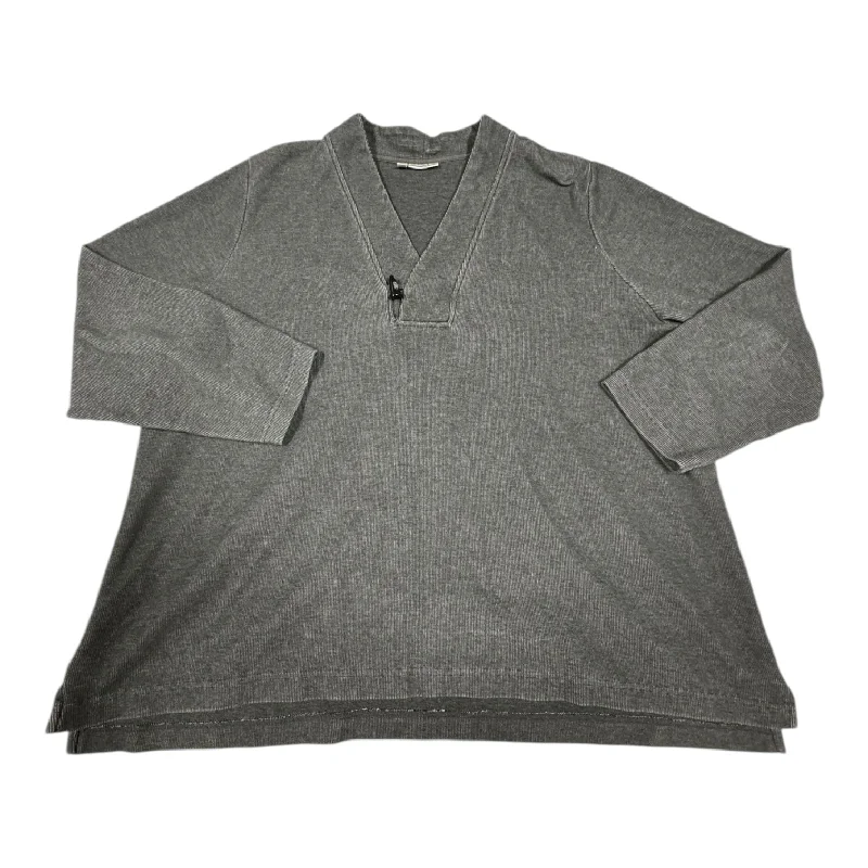 Top Long Sleeve By Croft And Barrow In Grey, Size: 3x Streetwear Style