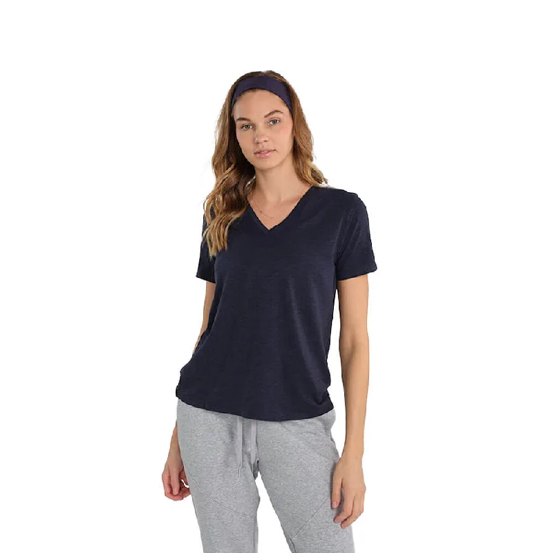 Tasc Womens All Day V-Neck T-Shirt - Classic Navy Relaxed Men's Australian 