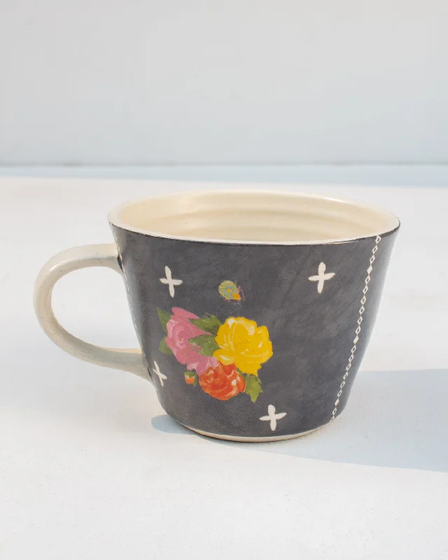 Rose Charcoal Soup Mug Artistic Men's Hand