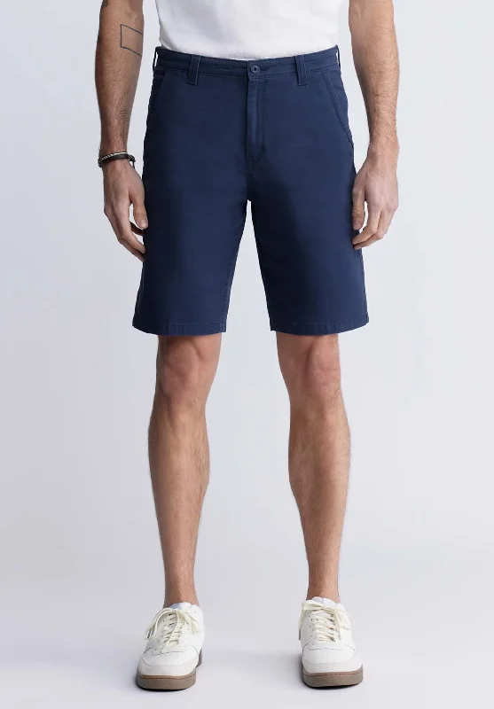 Hadrian Men's Flat Front Shorts in Midnight Blue - BM24266 Unique Men's Upcycled