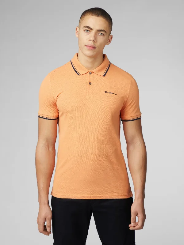 Signature Short Sleeve Polo - Copper Orange Laid