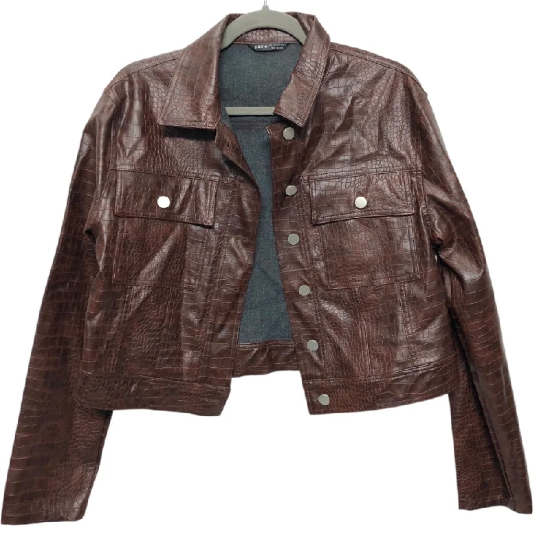 Jacket Shirt By Shein In Brown, Size:M Modern Men's Tech