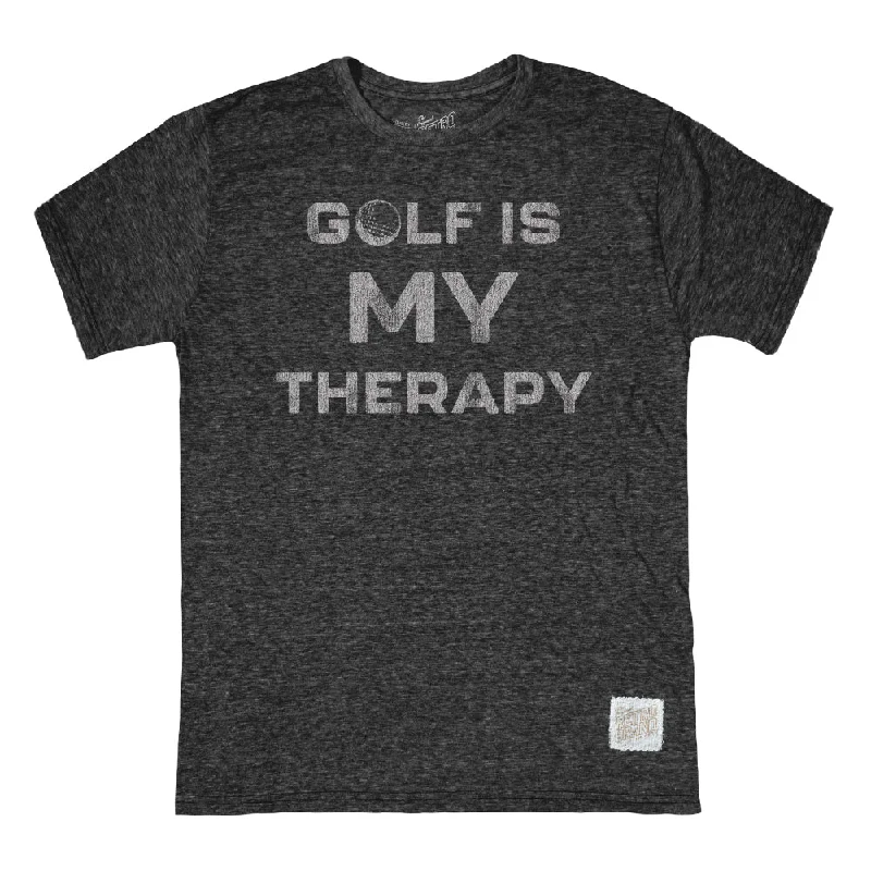 Retro Brand Golf Is My Therapy Tri-Blend Unisex T-Shirt - Black Bold Men's Animal