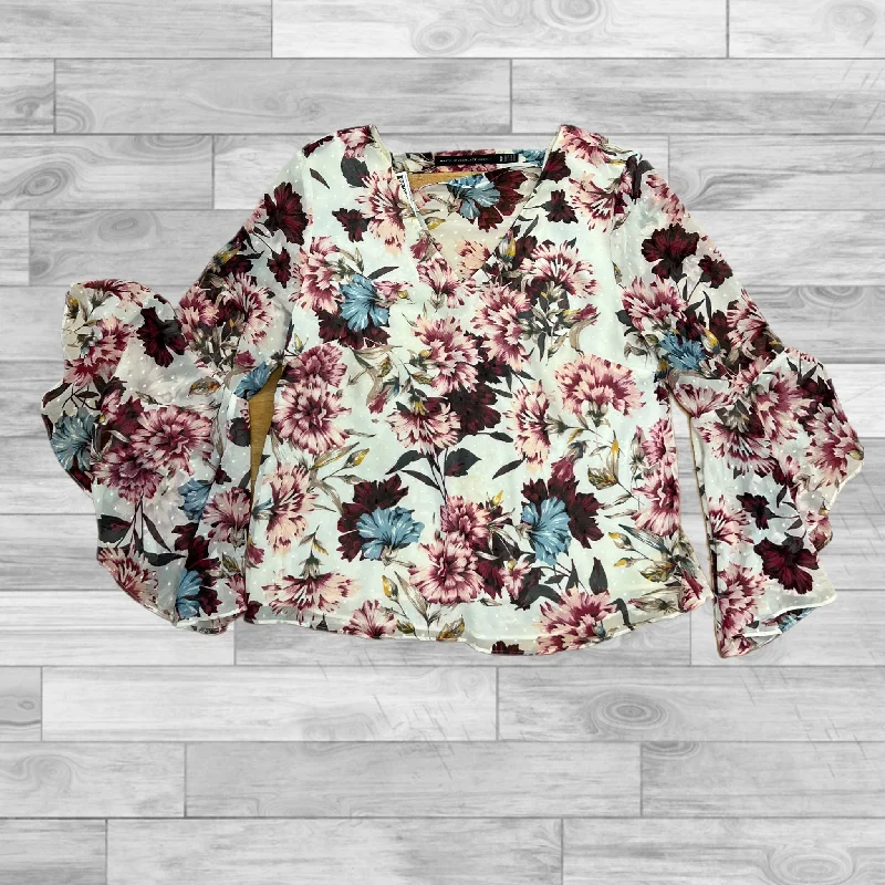 Top Long Sleeve By White House Black Market In Floral Print, Size: 10 Tough Men's Military