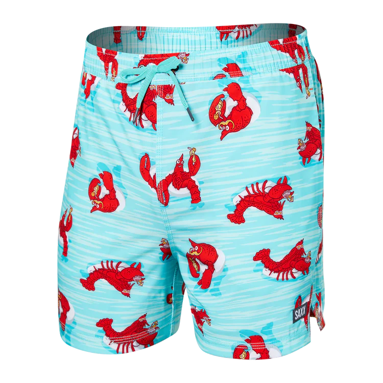 SAXX 5-Inch Oh Buoy 2N1 Volley Lobster Lounger Swim Trunks - Aqua Vacation